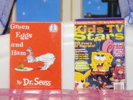 Miniature Dollhouse Sized Book Lot Sponge Bob Comic &amp; Green Eggs &amp; Ham Dr. Seuss - £3.12 GBP