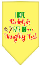 Hope Rudolph Eats Naughty List Screen Print Bandana Yellow Size Large - £9.06 GBP