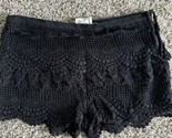 Pins and Needles Women&#39;s Black Lace Crochet Mini Shorts Pull Up Elastic ... - $14.01