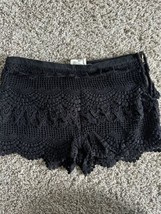 Pins and Needles Women&#39;s Black Lace Crochet Mini Shorts Pull Up Elastic ... - £11.17 GBP