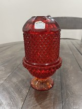 Vintage Viking Glass Red Amberina Diamond Point Glimmer Fairy Lamp Light... - $89.09