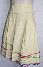 Ruth Size 4 Yellow Pinstriped Full Skirt Ribbon Cotton Jewel Embellished... - $19.80