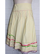 Ruth Size 4 Yellow Pinstriped Full Skirt Ribbon Cotton Jewel Embellished... - $27.47 CAD