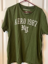 Aeropostale Aero 1987 NY Men&#39;s Green T Shirt With Grey Embroidery Size XL - £11.01 GBP