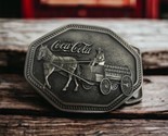 1980 COCA-COLA Belt Buckle Horsedrawn Wagon Coke Collectible Pewter Vint... - $19.70