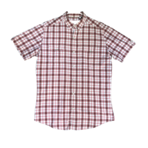 JF JFerrar Shirt Adult Large Tall Red White Plaid Pearl Snap Western Cowboy Camp - £14.49 GBP
