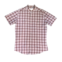 JF JFerrar Shirt Adult Large Tall Red White Plaid Pearl Snap Western Cowboy Camp - £13.82 GBP