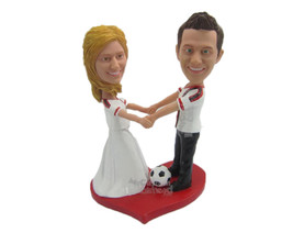 Custom Bobblehead Soccer Loving Couple Wearing Sports Attire - Wedding &amp; Couples - £117.53 GBP