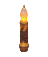4&quot; Burnt Mustard LED Taper Candle Wax Dipped for Texture Cinnamon Scented - £7.91 GBP