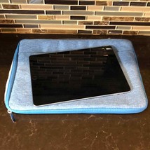 Chambray blue Laptop or tablet case with handle 13” x 9” - £13.18 GBP