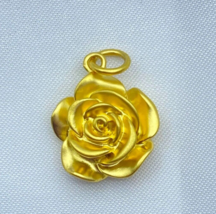 18ct Solid Gold Belle Rose Bud Charm Pendant - yellow, small, 18K , Au750, gift - £117.88 GBP
