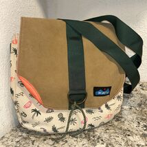 Kavu Canvas &amp; Suede Crossbody Around Town Purse Tropical Pattern - $27.36