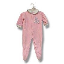 Vintage Trimfit Baby Girl Terry Footed Sleeper Sz M 11-18 Lbs Easter Bunny Pink - £13.39 GBP