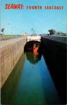 Massena NY New York Eisenhower Lock Seaway Ship Fourth Seacoast Chrome Postcard - £4.61 GBP