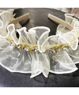 Women Fashion Thin Lace Headband Rhinestones White Fabric Girls Headband... - £17.91 GBP