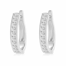 ANGARA 1.5 Ctw Diamond Princess Hoops Earrings in 14k Solid Gold (Grade-HSI2) - £2,192.51 GBP