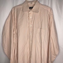 Gitman Bros Dress Shirt Size 16.5-33 Long Sleeve Cotton Peach White Gingham Mens - £15.48 GBP