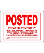 POSTED PRIVATE PROPERTY NO HUNTING FISHING TRESPASSING Metal SIGN HILLMA... - $567.15 MXN