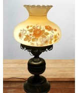 Vintage Hurricane Gone with the Wind Floral Flower Lamp 19” Hand Painted... - $98.99