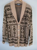Vintage Oversized Grandpa Long Button Down Cardigan Sweater Argyle Sportswear XL - £38.66 GBP