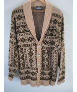 Vintage Oversized Grandpa Long Button Down Cardigan Sweater Argyle Sport... - $66.12 CAD
