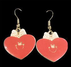 Vtg. Klein International Enamel CUTIE Heart Pierced Earrings - £7.85 GBP