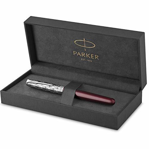 PARKER Sonnet Rollerball Pen | Premium Metal and Red Satin Finish with Chrome Tr - £190.60 GBP