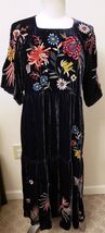 Johnny Was Embroidered Midi Dress Size-M Midnight Blue - $217.78