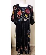 Johnny Was Embroidered Midi Dress Size-M Midnight Blue - $217.78
