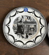 Set of  2 Royal Stafford Witch By Fireplace Black Cat Halloween Dinner  ... - $59.99