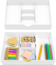 Caxxa 2Pk - 3 Slot Drawer Organizer With Two Adjustable Dividers - 5, White - £31.31 GBP
