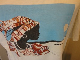 Vintage 90&#39;s Alore Beautiful AFRICAN Woman White Cotton T-shirt  Women L... - $35.99
