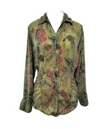 Vtg Tianello Blouse Size L Green Asian Japanese Geisha Artsy Lagenlook B... - $47.37 CAD
