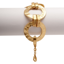 Stunning &quot;Marie&quot; Matte Gold Hammered Circle Rings Bracelet by Karine Sultan - £47.92 GBP