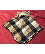 Dielv Women’s Medium Plaid Button Shawl Cape Poncho Tan Black Cream - $27.37 CAD