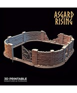 3D Printed Asgard Rising Cemetery Stone Wall Gate Set B 28mm-32mm Ragnar... - $33.57+