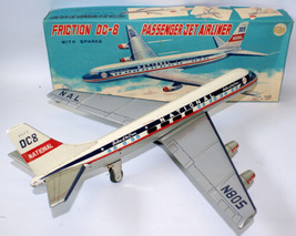 Vintage 1960&#39;s Tin Friction National DC-8 PASSENGER JET AIRLINER, Linema... - $650.00