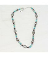 Chaps Necklace Beads  Turquoise Brown Silver 18&quot; - $13.71