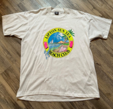 Vtg Lipton Sun Tea Beach Club T-shirt Neon Beach Sun Boat Graphic Tee Size XL - £15.21 GBP
