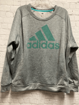 Adidas Mens Pullover Hoodie Graphic Print  Sweatshirt XL Climawarm Gray Teal - £16.01 GBP