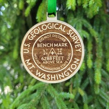 Mount Washington Ornament Christmas Benchmark New Hampshire Wood USGS En... - £14.79 GBP