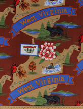 Fleece State of West Virginia Mountain State Scenic Fleece Fabric Print A248.04 - £6.37 GBP