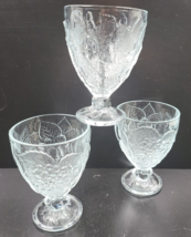 (3) Pasabahce PAB4 Water Goblets Set Clear Fruit Embossed Etch Drink Glasses Lot - £31.55 GBP