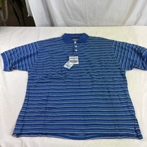 NWT Geographic Polo Shirt Mens X-Large XL Blue Striped Summer Comfort Golf - £10.66 GBP