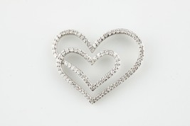 Gorgeous 18k White Gold Double Heart Diamond Pendant 1 CTW - £897.37 GBP