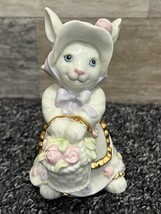 Lenox Easter Blossoms Bunny Rabbit Basket of Flowers 4” ~ 2003 Limited Edition! - £10.60 GBP