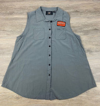 Harley-Davidson Womens Gray Sleeveless American Button-Up Shirt Top Size L - £13.84 GBP