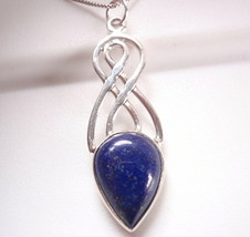 Lapis Lazuli Double Infinity 925 Sterling Silver Necklace - £15.09 GBP