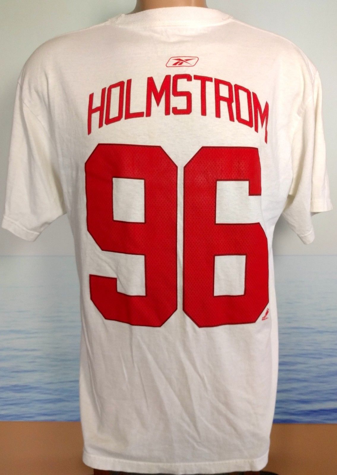 NHL Reebok Tomas Holmstrom Detroit Red Wings 96 Mens T-Shirt EUC Large White - $29.99