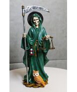 Standing Green Santa Muerte With Scythe Scales of Justice And Wise Owl F... - €36,69 EUR
